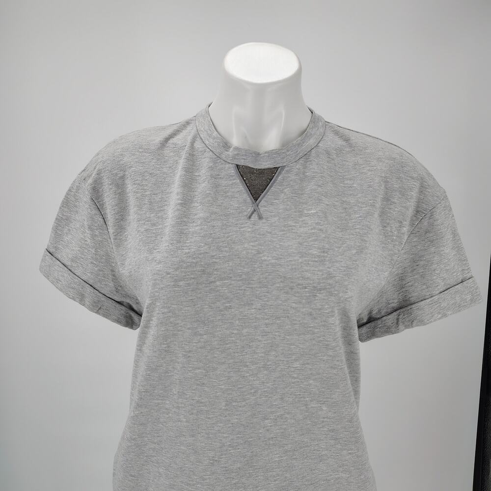 Brunello Cucinelli Bead-embellished French Cotton-blend Terry Mini Dress Gray S - Picture 10 of 14